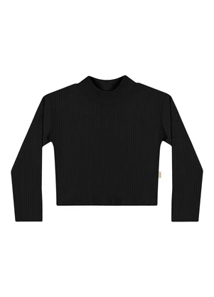 Elian - Blusa Infantil Menina Gola Alta Básica Preto - ELIAN