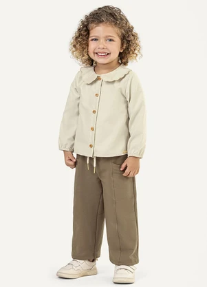 Colorittá - Blusa Infantil Menina Gola Boneca Bege - COLORITTÁ