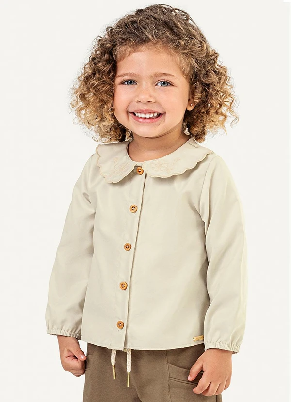 Colorittá - Blusa Infantil Menina Gola Boneca Bege