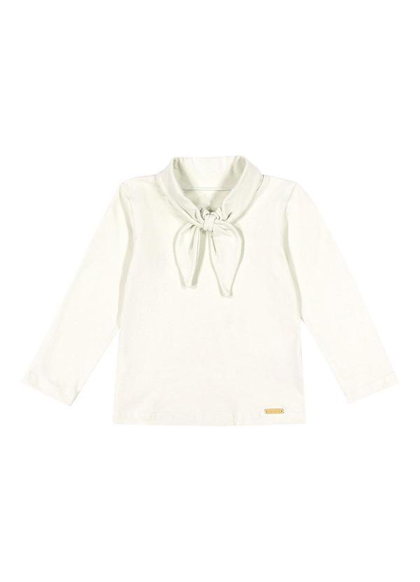 Colorittá - Blusa Infantil Menina Gola com Laço Bege