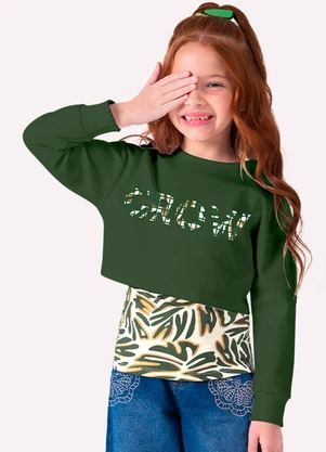 Nanai - Blusa Infantil Menina Lettering Verde - NANAI