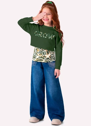 Nanai - Blusa Infantil Menina Lettering Verde - NANAI