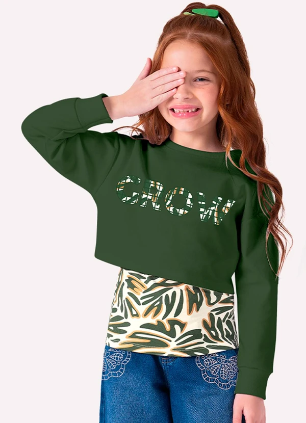 Nanai - Blusa Infantil Menina Lettering Verde