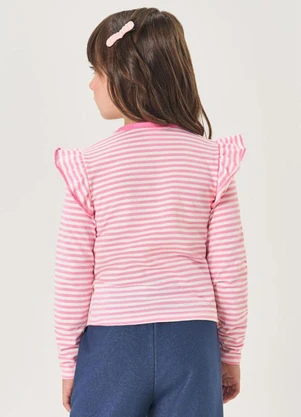 Abrange - Blusa Infantil Menina Listras com Babados Rosa - ABRANGE