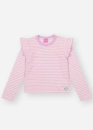 Abrange - Blusa Infantil Menina Listras com Babados Roxo - ABRANGE