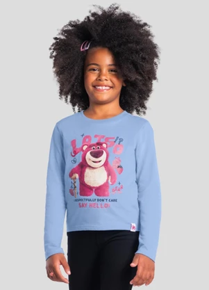 Brandili - Blusa Infantil Menina Lotso com Glitter Azul - BRANDILI