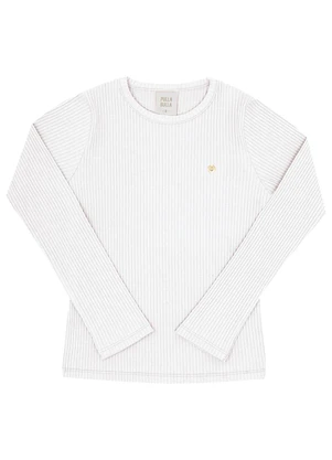 Pulla Bulla - Blusa Infantil Menina Malha Canelada Branco - PULLA BULLA