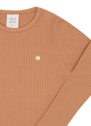 Pulla Bulla - Blusa Infantil Menina Malha Canelada Laranja - PULLA BULLA