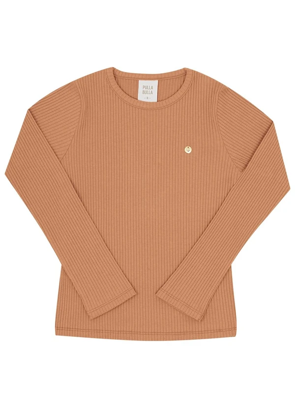 Pulla Bulla - Blusa Infantil Menina Malha Canelada Laranja