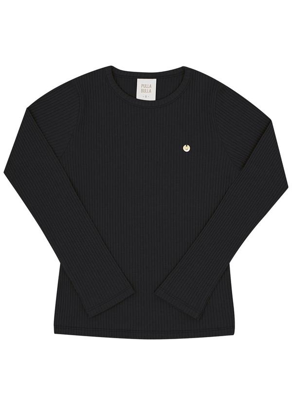 Pulla Bulla - Blusa Infantil Menina Malha Canelada Preto