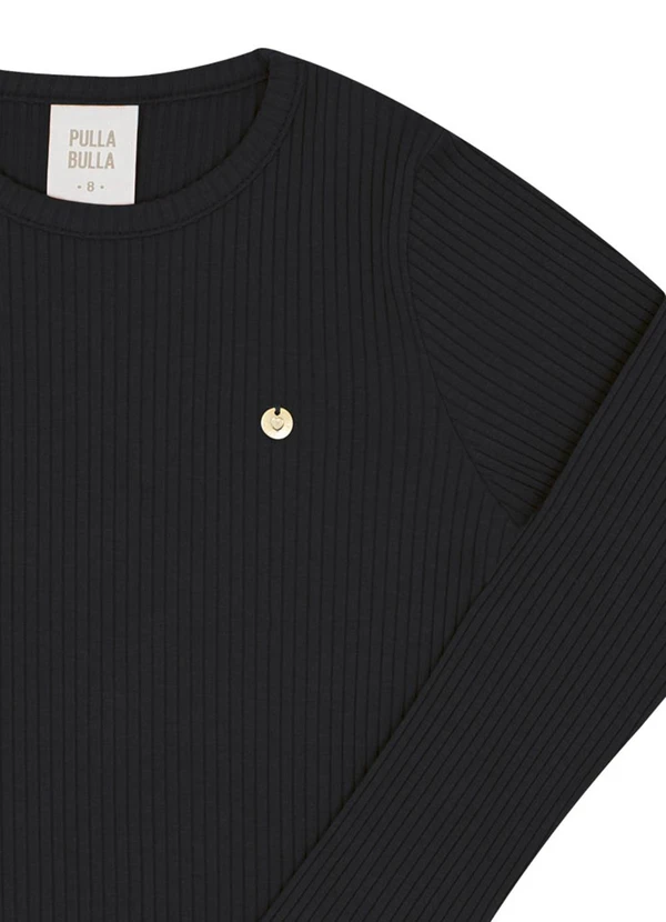 Pulla Bulla - Blusa Infantil Menina Malha Canelada Preto 2