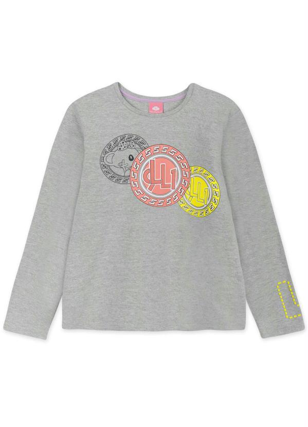 Lilica Ripilica - Blusa Infantil Menina Manga Longa Cinza