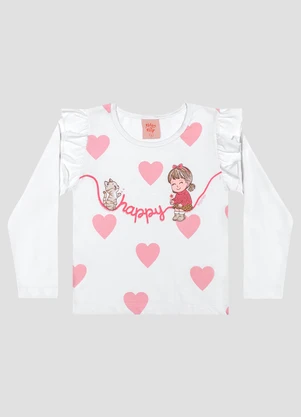Kely Kety - Blusa Infantil Menina Manga Longa com Babado Branco - KELY KETY