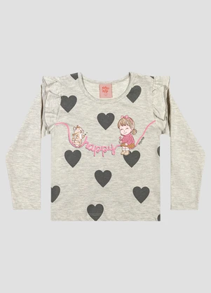 Kely Kety - Blusa Infantil Menina Manga Longa com Babado Mescla - KELY KETY