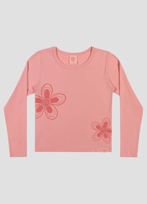 Kely Kety - Blusa Infantil Menina Manga Longa com Estampa Flor Rosa - KELY KETY