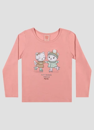 Kely Kety - Blusa Infantil Menina Manga Longa com Estampa Rosa - KELY KETY