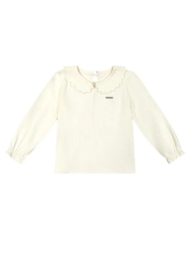 Colorittá - Blusa Infantil Menina Manga Longa com Gola Bege 3
