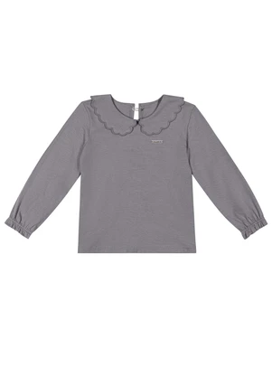 Colorittá - Blusa Infantil Menina Manga Longa com Gola Cinza - COLORITTÁ