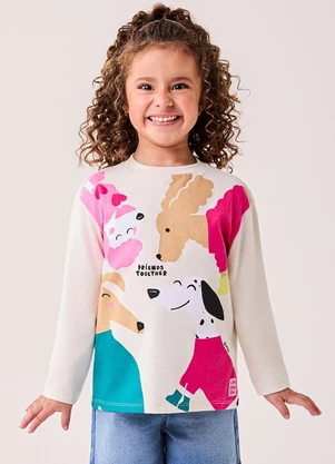 Bimbi - Blusa Infantil Menina Manga Longa Estampado Rosa - BIMBI