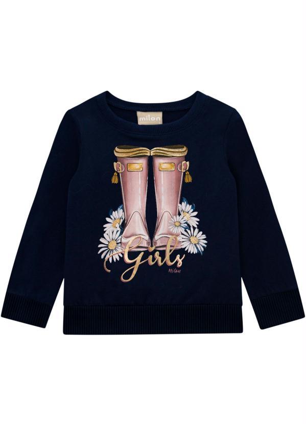 Milon - Blusa Infantil Menina Marinho