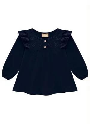 Milon - Blusa Infantil Menina Marinho - MILON