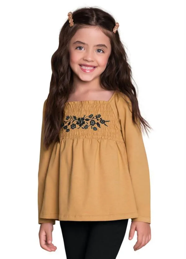 Milon - Blusa Infantil Menina Marrom