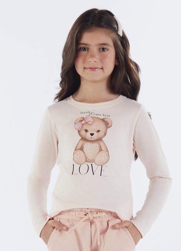 Pulla Bulla - Blusa Infantil Menina Meia Malha Bege