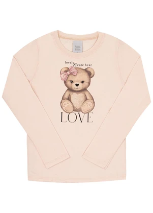 Pulla Bulla - Blusa Infantil Menina Meia Malha Rosa - PULLA BULLA