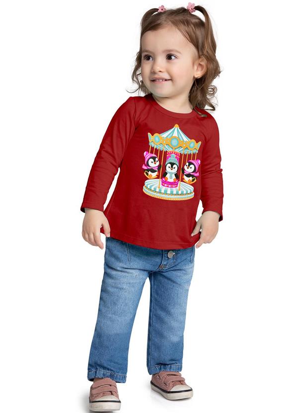Kyly - Blusa Infantil Menina Pinguins Vermelho 2