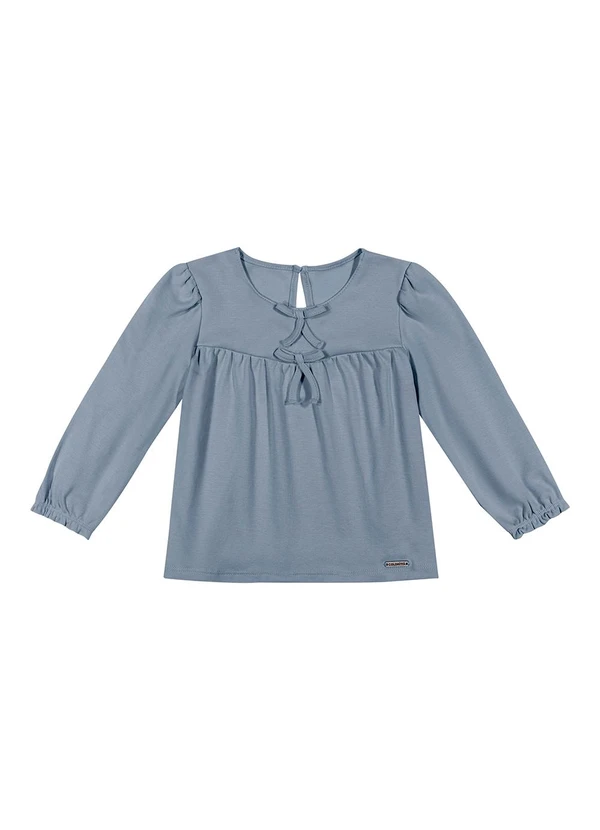 Colorittá - Blusa Infantil Menina Suedine Laços Azul