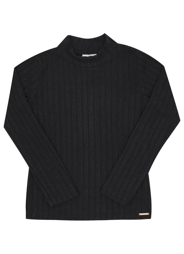 Pulla Bulla - Blusa Infantil Menina Tecido Canelado Preto