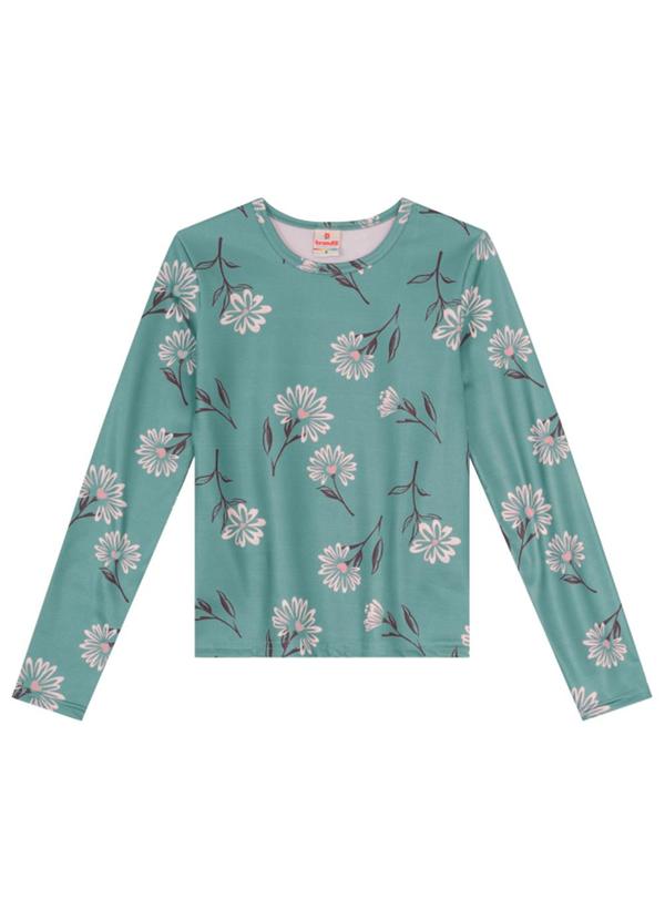 Brandili - Blusa Infantil Menina Térmica Florida Verde