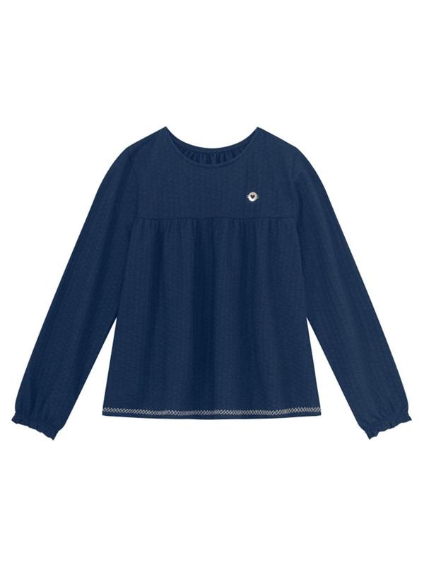 Brandili - Blusa Infantil Menina Texturizada Azul