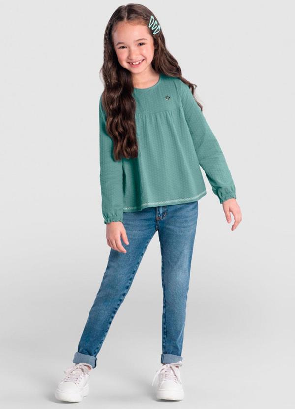 Brandili - Blusa Infantil Menina Texturizada Verde 2