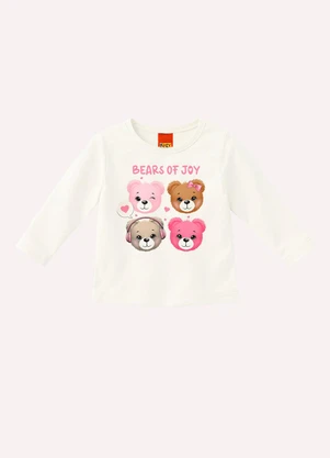 Kyly - Blusa Infantil Menina Ursinhos Bege - KYLY