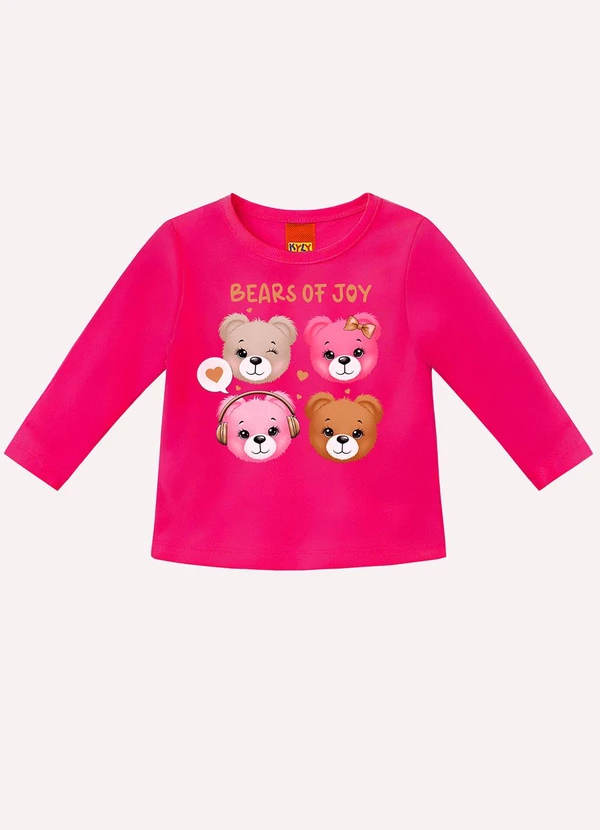 Kyly - Blusa Infantil Menina Ursinhos Rosa