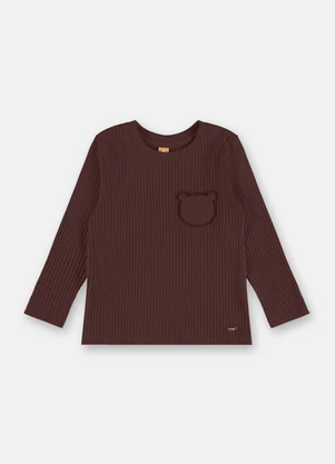 Up Baby - Blusa Infantil Ribana Canelada Marrom - UP BABY