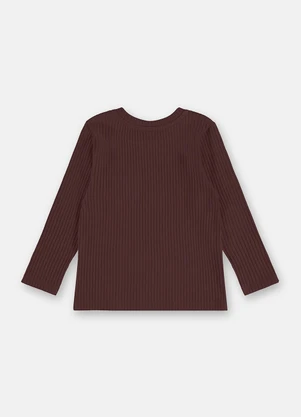 Up Baby - Blusa Infantil Ribana Canelada Marrom - UP BABY