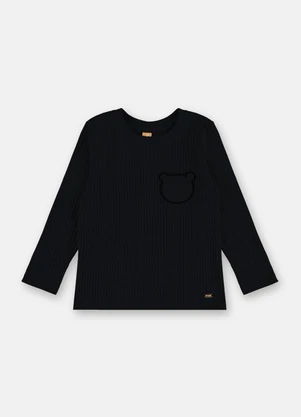 Up Baby - Blusa Infantil Ribana Canelada Preto - UP BABY