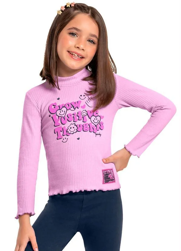 Quimby - Blusa Infantil Ribana Canelada Roxo