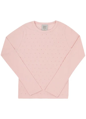 Pulla Bulla - Blusa Infantil Ribana com Elastano Leve  Bege  - PULLA BULLA