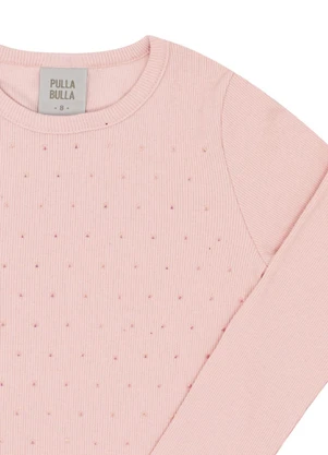 Pulla Bulla - Blusa Infantil Ribana com Elastano Leve  Bege  - PULLA BULLA