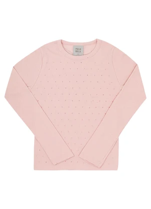 Pulla Bulla - Blusa Infantil Ribana com Elastano Leve Rosa - PULLA BULLA