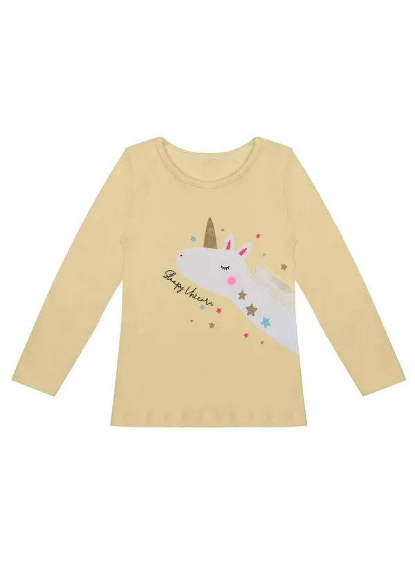 Rovi Kids - Blusa Infantil Unicórnio Amarelo