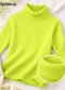 Rosa Azul - Blusa Infantil Gola Alta em Ribana Azul - variação: Amarelo Neon