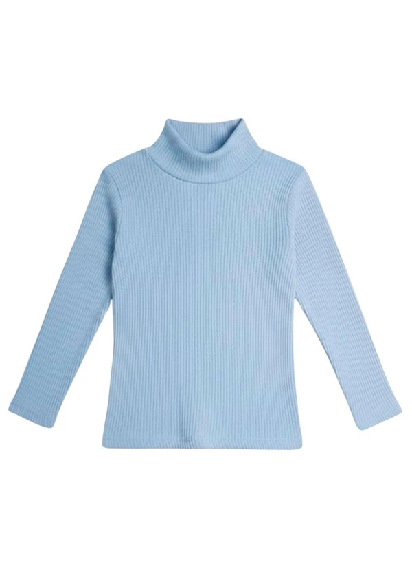 Rosa Azul - Blusa Infatil Gola Alta em Ribana Azul 3