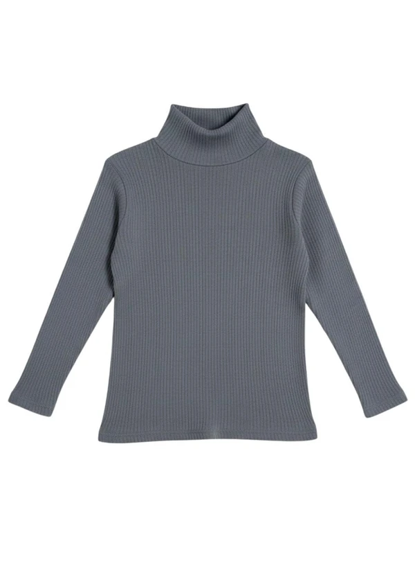 Rosa Azul - Blusa Infatil Gola Alta em Ribana Chumbo 2