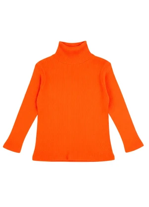 Rosa Azul - Blusa Infatil Gola Alta em Ribana Laranja - ROSA AZUL