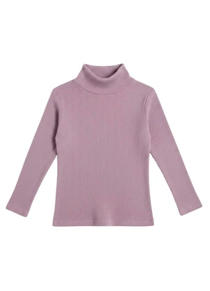 Rosa Azul - Blusa Infantil Gola Alta em Ribana Lilás - ROSA AZUL