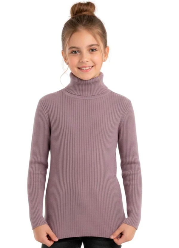 Rosa Azul - Blusa Infatil Gola Alta em Ribana Lilás 1